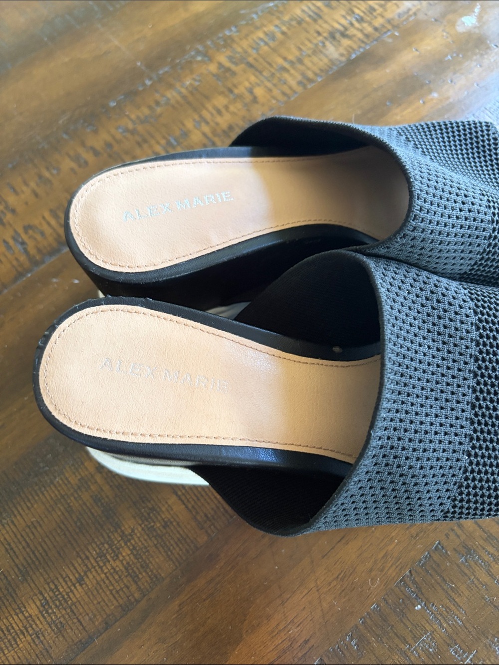 Alex Marie Black Mesh Slide Mules with White Platform - Picture 5 of 7
